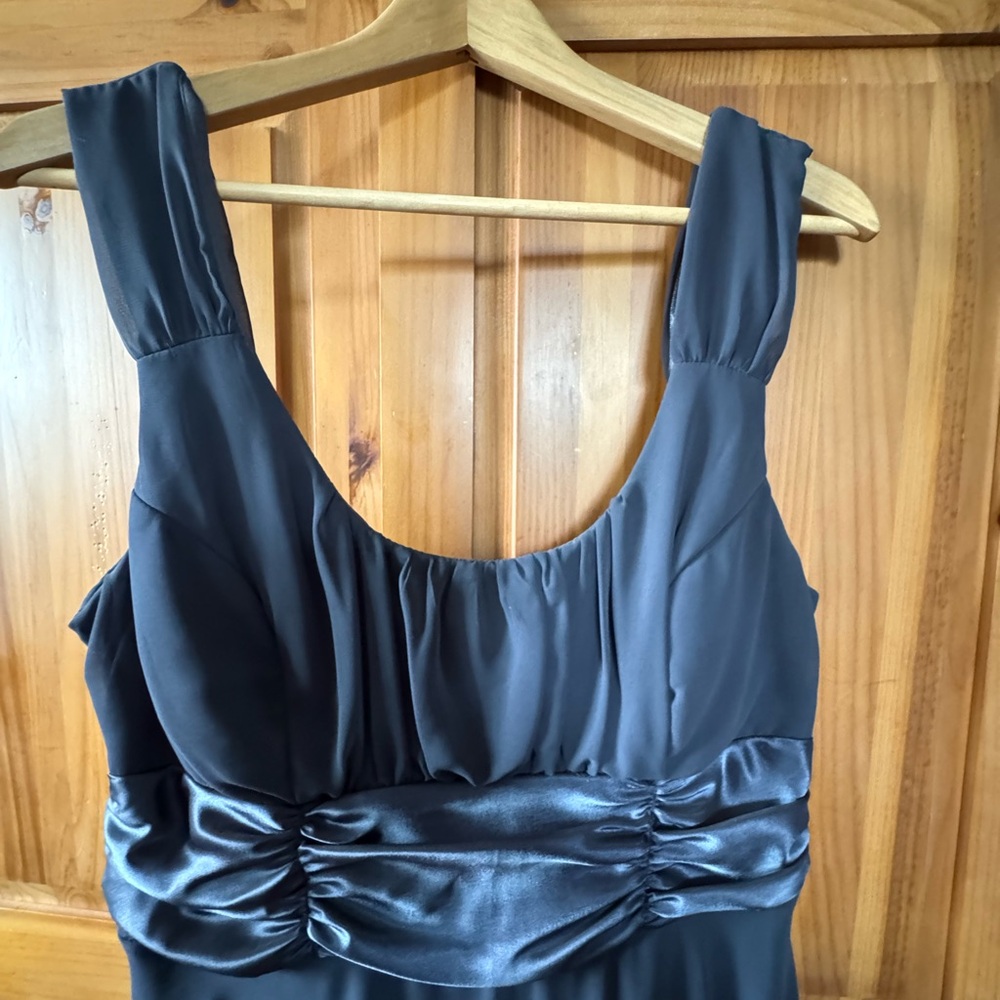 Navy blue formal dress; lined; zipper on back